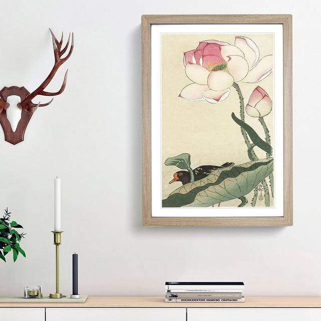 Gallinule with Lotus Flower by Ohara Koson - Picture Frame Graphic Art Print East Urban Home Frame Option: Oak Framed, Size: 36cm H x 27cm W x 2cm D on Productcaster.