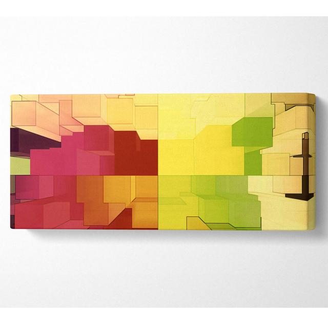 3D Colourful Cubes - Wrapped Canvas Art Prints Ivy Bronx Size: 40.6cm H x 101.6cm W on Productcaster.