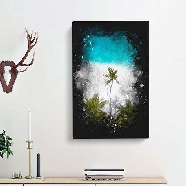 Palm Tree Beach In The Maldives - Wrapped Canvas Print East Urban Home Size: 76cm H x 50cm W x 3cm D on Productcaster.