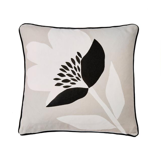 Luna Floral Square Throw Cushion With Filling Fusion Colour: Natural on Productcaster.