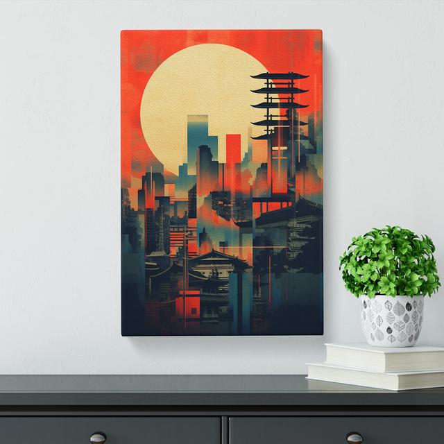 Japanese Sunset Constructivism Marlow Home Co. Size: 50cm H x 35cm W x 3cm D on Productcaster.