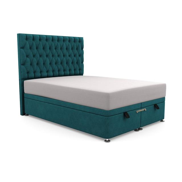 Bolsover Upholstered Ottoman Bed Fairmont Park Colour: Teal, Size: Super King (6'), Upholstery Material: Linen on Productcaster.