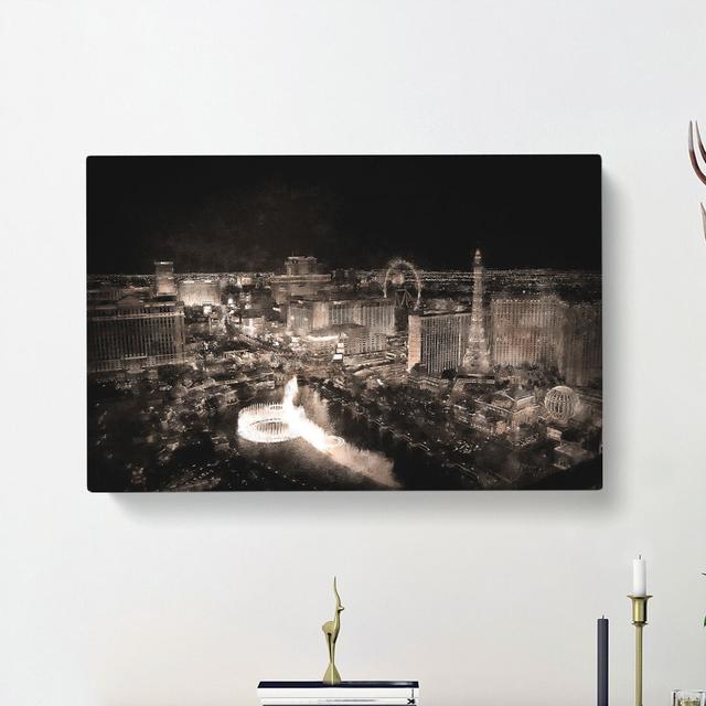 Las Vegas Skyline At Night - Wrapped Canvas Painting East Urban Home Size: 60cm H x 91cm W x 3cm D on Productcaster.