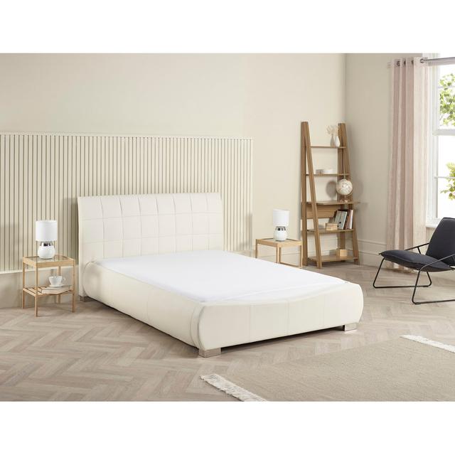 Ormes Faux Leather Upholstered Bed Frame Ivy Bronx Colour: White, Size: Super King (6') on Productcaster.