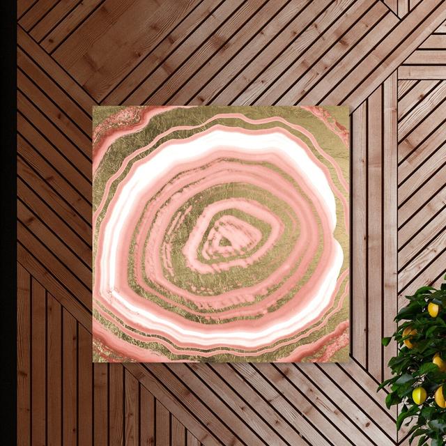 Blush Agate Gold Round - Wrapped Canvas Painting East Urban Home Size: 50.8 cm H x 50.8 cm W x 3.8 cm D on Productcaster.