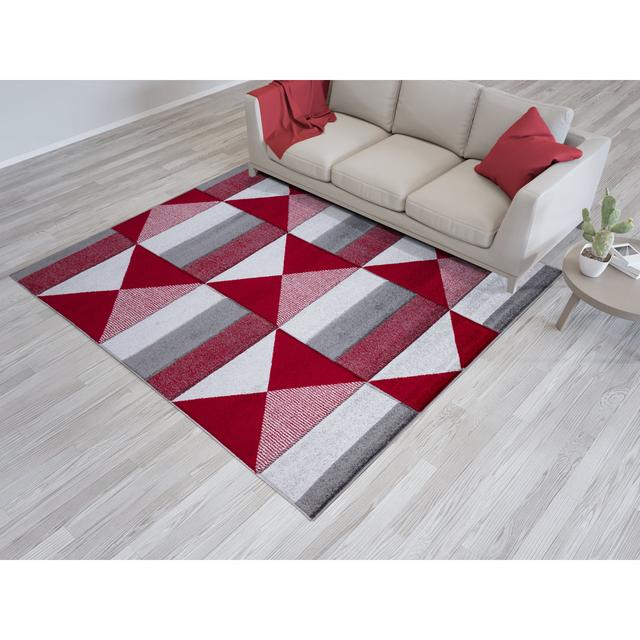 Wasser High-Quality Machine Woven Red/Pink/Grey Indoor / Outdoor Use Rug Corrigan Studio Rug Size: Rectangle 160 x 230cm on Productcaster.