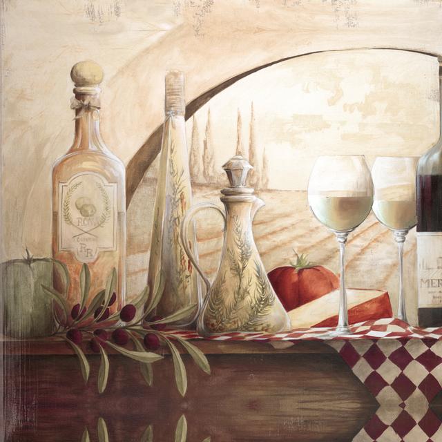 Wine and Cheese with Oil - Wrapped Canvas Painting Astoria Grand Size: 30cm H x 30cm W x 3.8cm D on Productcaster.