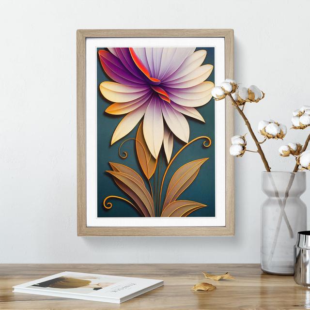 Art Deco Flower No.5 - Wrapped Canvas Graphic Art Marlow Home Co. Format: Oak Frame, Size: 64cm H x 46cm W on Productcaster.