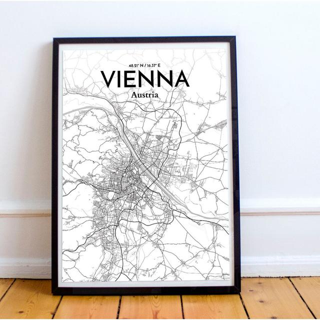 Vienna City Map - Unframed Graphic Art Print on Paper East Urban Home Size: 70cm H x 50cm W x 0.13cm D on Productcaster.