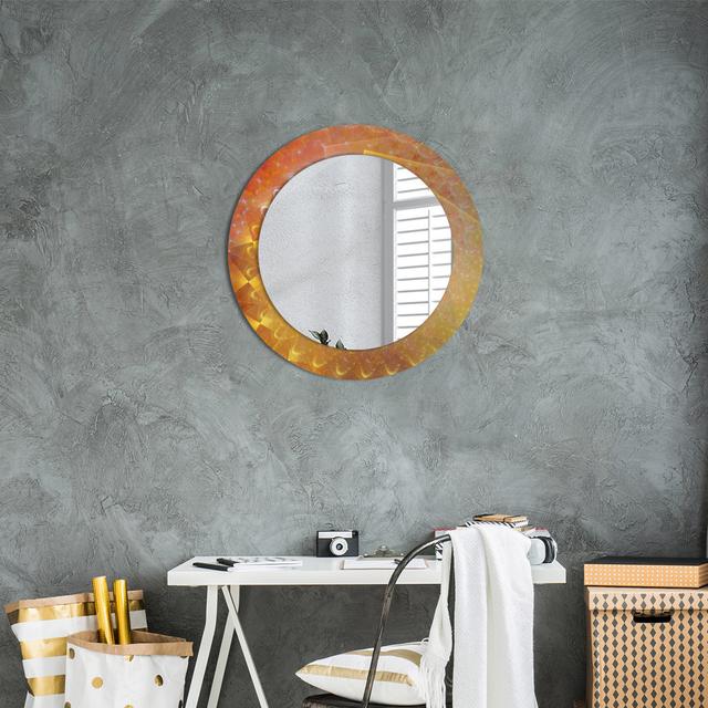 Huldar Round Glass Framed Wall Mounted Accent Mirror in Brown East Urban Home on Productcaster.