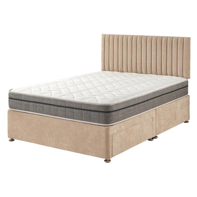 Mykenzie Pocket Memory Divan Bed Set 17 Stories Colour: Sand, Size: Small Double (4'), Storage Type: 2 Drawers on Productcaster.