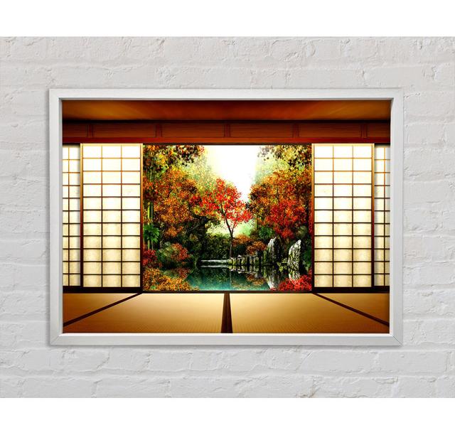 Japanese Garden From Inside - Single Picture Frame Art Prints on Canvas Bright Star Size: 84.1cm H x 118.9cm W x 3.3cm D on Productcaster.