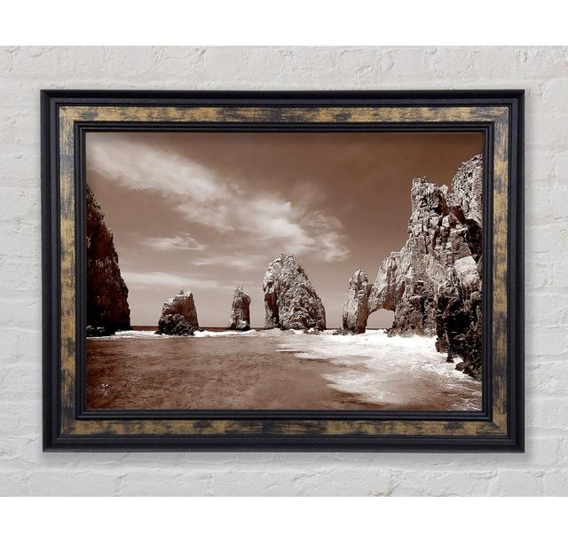 Brown Rocks In The Ocean - Single Picture Frame Art Prints Bright Star Size: 59.7cm H x 84.1cm W on Productcaster.