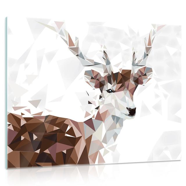 Deer Photographic Art Print on Glass Alpen Home Size: 60cm H x 80cm W, Image colour: Brown/White on Productcaster.