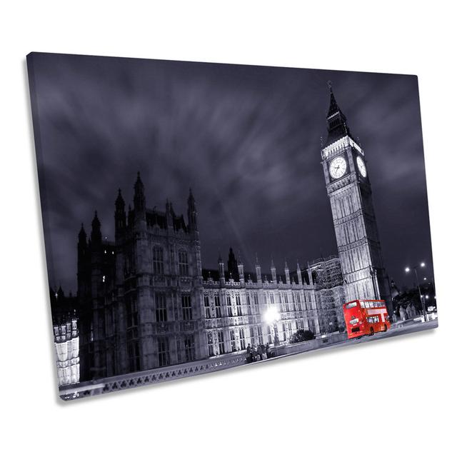 London City Bus Big Ben CANVAS WALL ART Picture Print Ebern Designs Size: 40.6cm H x 61cm W on Productcaster.