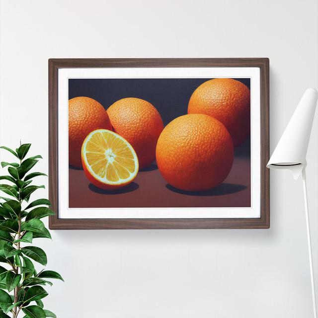 Orange Fruit - Picture Frame Graphic Art Marlow Home Co. Frame Colour: Walnut, Size: 46cm H x 64cm W x 2cm D on Productcaster.