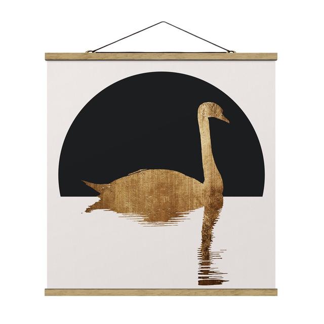 Swan in Gold - Graphic Art Print Canora Grey Size: 100cm H x 100cm W x 0.3cm D on Productcaster.