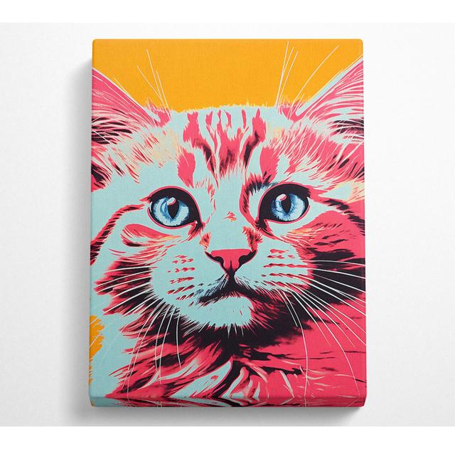 Cat Popart Pink And Blue - Print Bright Star Size: 121.9cm H x 81cm W x 10cm D on Productcaster.