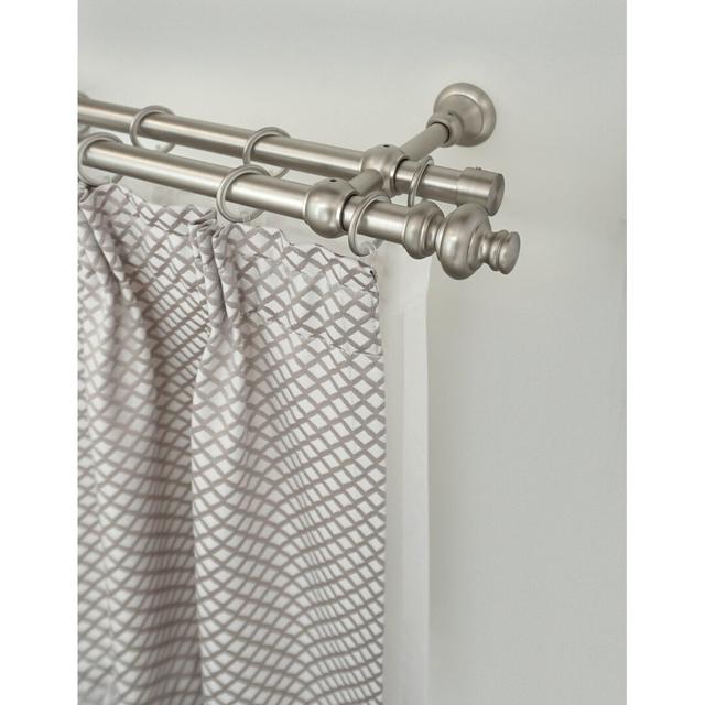 Lynelle Curtain Double Pole and Hardware Set Symple Stuff Finish: Nickel Matt, Size: 5 cm H x 160 cm W x 10 cm D on Productcaster.