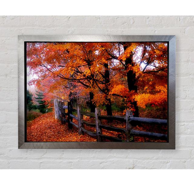 Orange Autumn Leaves Framed Print Brayden Studio Format: Silver Framed Paper, Size: 100cm H x 141.4cm W x 3.4cm D on Productcaster.