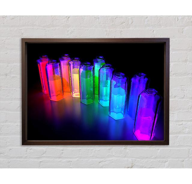 Colorful 3D Bottles Framed Print Bright Star Size: 84.1cm H x 118.9cm W x 3.3cm D on Productcaster.