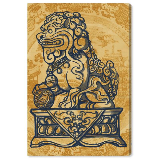 Foo Dog Sun - Wrapped Canvas Graphic Art Print East Urban Home Size: 91.44cm H x 60.96cm W x 3.81cm D on Productcaster.