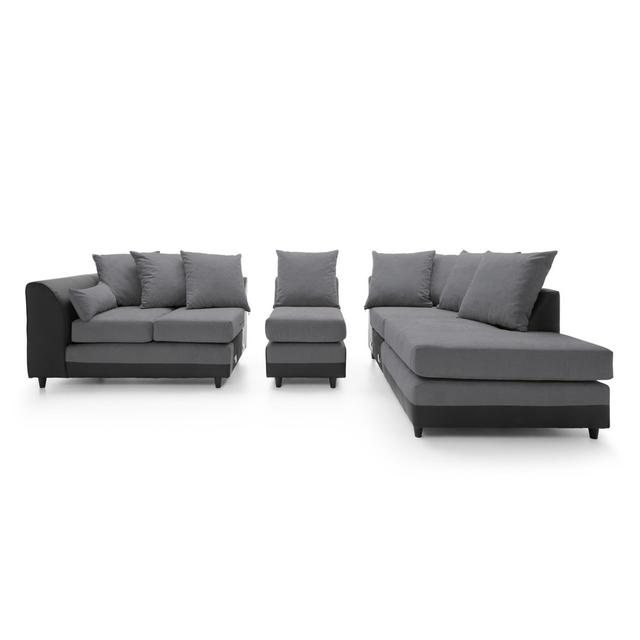 Fiorillo 3 - Piece Upholstered Sofa & Chaise ClassicLiving Upholstery Colour: Dark Grey, Orientation: Right Hand Facing on Productcaster.