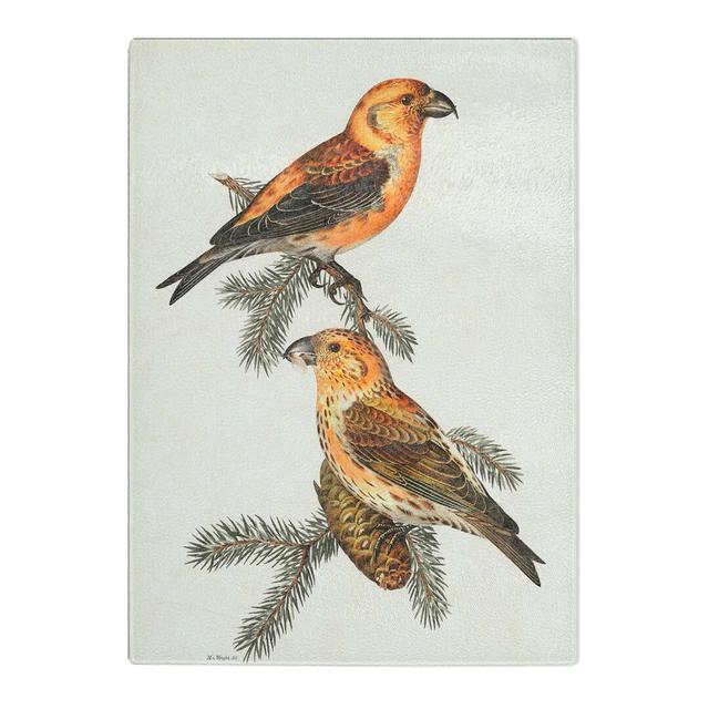 Tempered Glass Red Crossbill Birds by Von Wright Chopping Board East Urban Home Size: 20 cm x 28.5 cm on Productcaster.