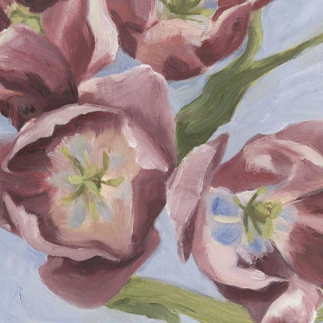 Mauve Tulips I by Emma Scarvey - Wrapped Canvas Painting Rosalind Wheeler Size: 91cm H x 91cm W on Productcaster.