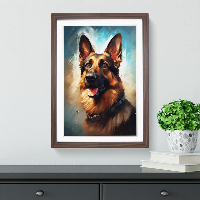 German Shepherd Informel No.3 Marlow Home Co. Format: Walnut Framed, Size: 64cm H x 46cm W on Productcaster.