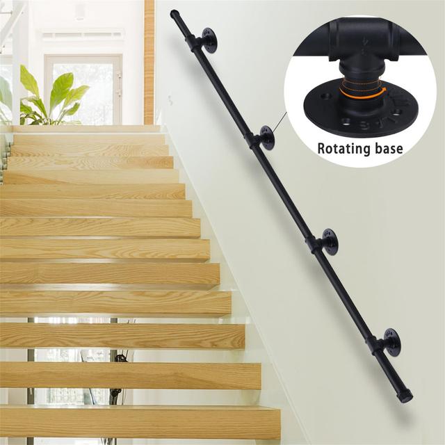 Black 3M Stair Railing Handrail Accessories Wall Mounted Indoor And Outdoor Step Non-Slip Handrail Vencier on Productcaster.