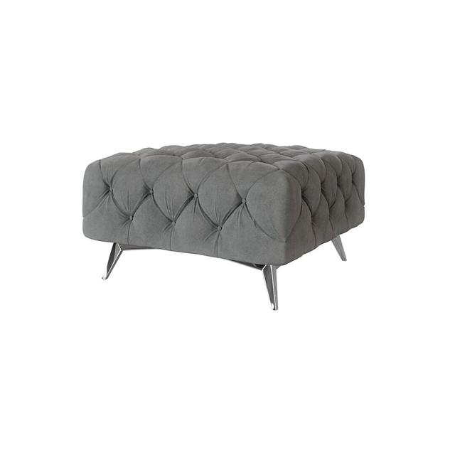 Footstool Bixby Chesterfield with button stitching and Silver Metal Feet Mercer41 Upholstery Colour: Light Grey on Productcaster.