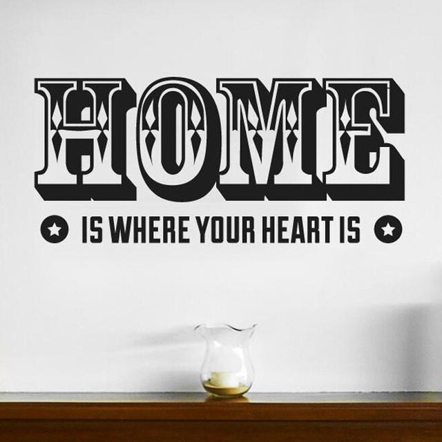 Home Is Where Your Heart Is Two Stars Wall Sticker East Urban Home Size: Medium, Colour: Dark Green on Productcaster.