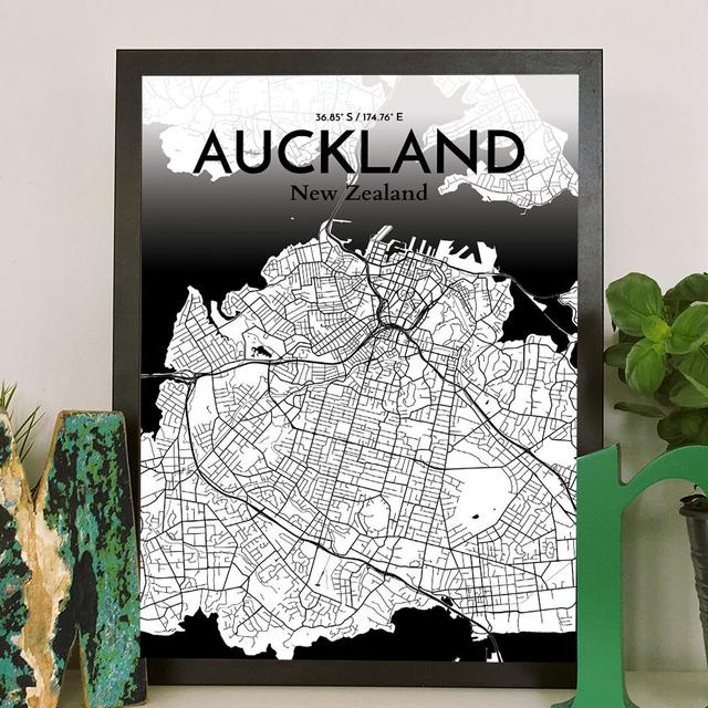 Auckland City Map - No Frame Print East Urban Home Size: 70cm H x 50cm W x 0.13cm D on Productcaster.