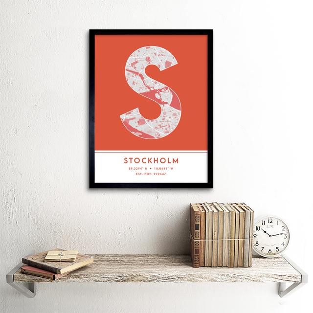 Stockholm City Map Stockholm Orange by Wee Blue Coo - Single Picture Frame Typography Wee Blue Coo on Productcaster.