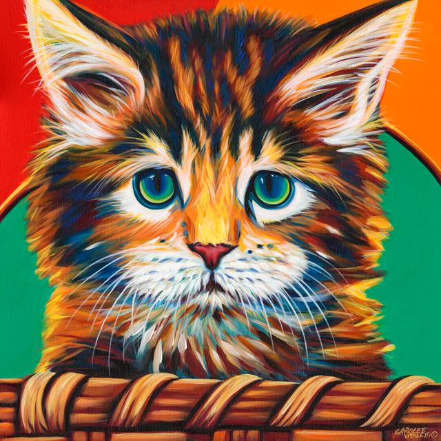 Kitten In Basket I by Carolee Vitaletti - Wrapped Canvas Painting ClassicLiving Size: 30cm H x 30cm W x 3.8cm D on Productcaster.