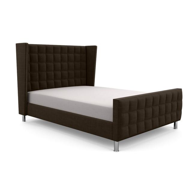 Hart Bridgeholme Upholstered Bed Frame Canora Grey Upholstery Colour: Chocolate, Upholstery Material: Wool, Size: Small Double (4') on Productcaster.