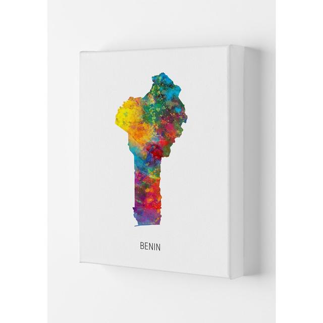 Benin Watercolour Map by Michael Tompsett - Print Latitude Run Format: Wrapped Canvas, Size: 42cm H x 29.7cm W x 4cm D on Productcaster.