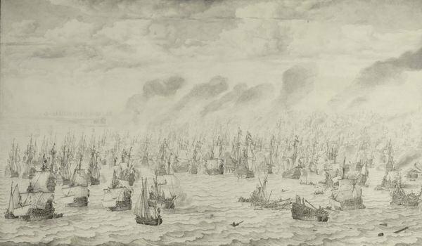 The Battle of Terheide, 1657 by Willem van de, the Elder Velde Art Print East Urban Home Size: Extra Large, Format: Paper on Productcaster.