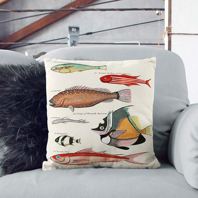 East Indies Fish Illustrations Fol. 30 by Louis Renard Cushion with Filling East Urban Home Backing Colour: White, Size: 55cm H x 55cm W x 20cm D on Productcaster.