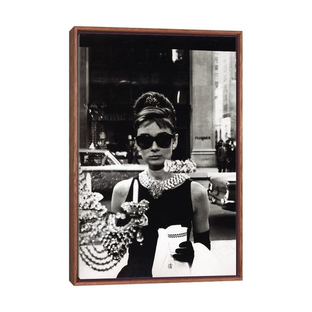 Leinwandbild Audrey Hepburn as Seen Through Tiffany's Storefront Window von Radio Days ScanMod Design Format: Classic Brown Wood Framed, Größe: 101,06 on Productcaster.