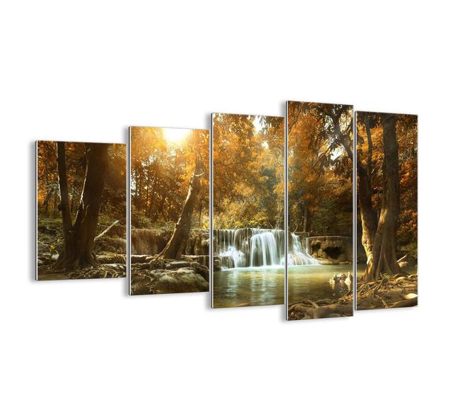 A Park Cascade - 5 Piece Unframed Photograph Print Set on Glass Union Rustic Size: 100cm H x 150cm W x 1.8cm D on Productcaster.