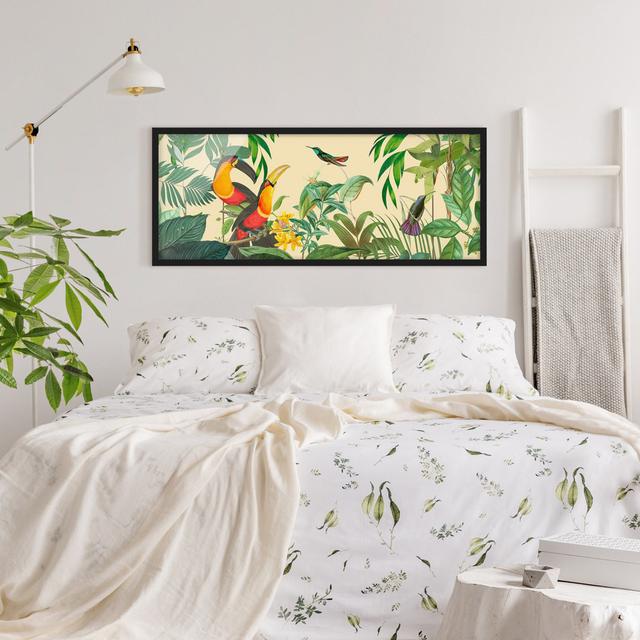 Vintage Collage - Birds in the Jungle - Picture Frame Graphic Art Bay Isle Home Size: 40cm H x 100cm W x 2cm D, Frame Option: Black on Productcaster.