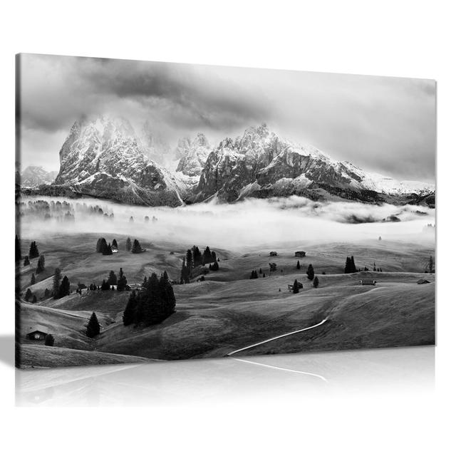 Panther Print Fine Art Prints Black & White Winter Mountains & Cottages Panorama Artistic Framed Canvas Prints, Pictures For Home Walls, Bedroom, Livi on Productcaster.