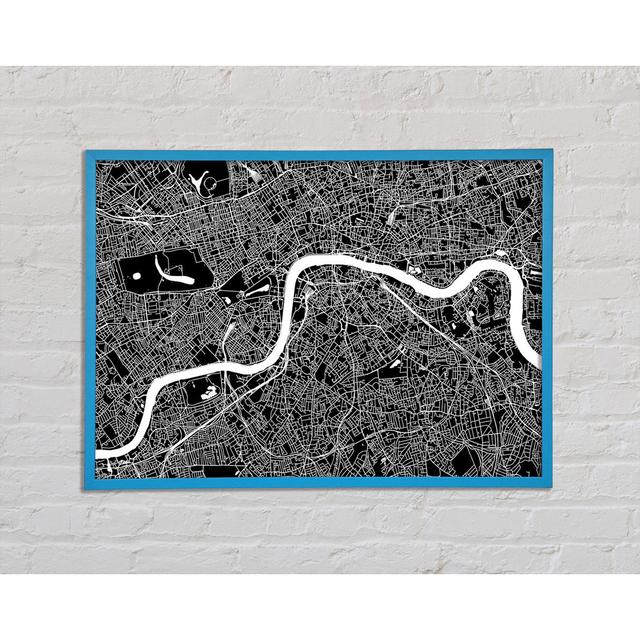 Gerahmtes Leinwandbild The Map Of London Thames 5 Williston Forge Größe: 42 cm H x 59,7 cm B x 2 cm T, Format: Poster mit blauem Rahmen on Productcaster.