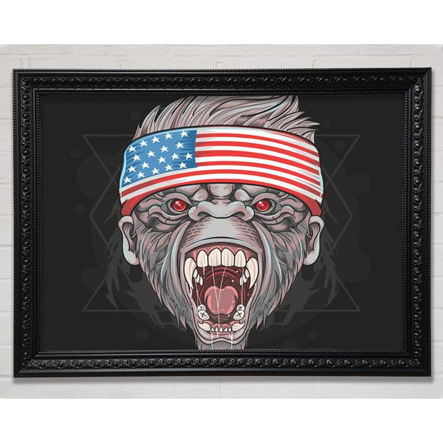 Angry Gorilla American Flag Framed Print Bright Star Size: 100cm H x 141.4cm W on Productcaster.