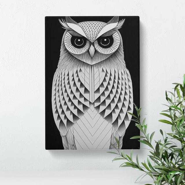 Owl in Monochrome No.5 - Wrapped Canvas Graphic Art Alpen Home Size: 50cm H x 35cm W x 3cm D on Productcaster.