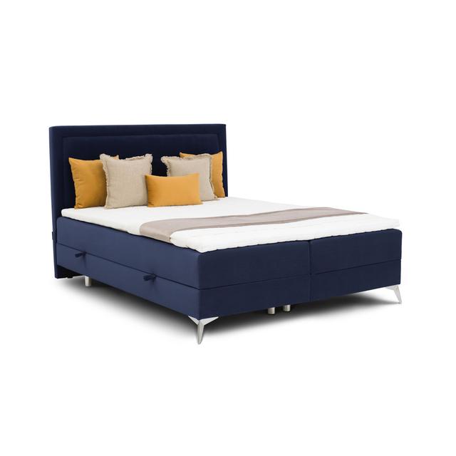 Boxspringbett Arlinda mit Topper und Bettkasten Brayden Studio Farbe: Dark Blue, Größe: 160 x 200 cm on Productcaster.