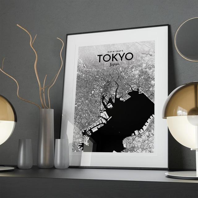 Tokyo City Map In Ink - No Frame Print Borough Wharf Size: 27.6cm H x 19.7cm W x 0.05cm D on Productcaster.