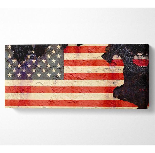 American Flag Cracked - Wrapped Canvas Art Prints Borough Wharf Size: 81.3cm H x 183cm W x 10cm D on Productcaster.